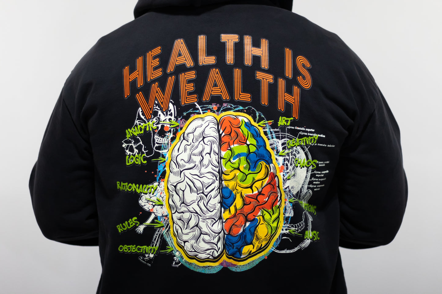 Health Is Wealth Black Hoodie