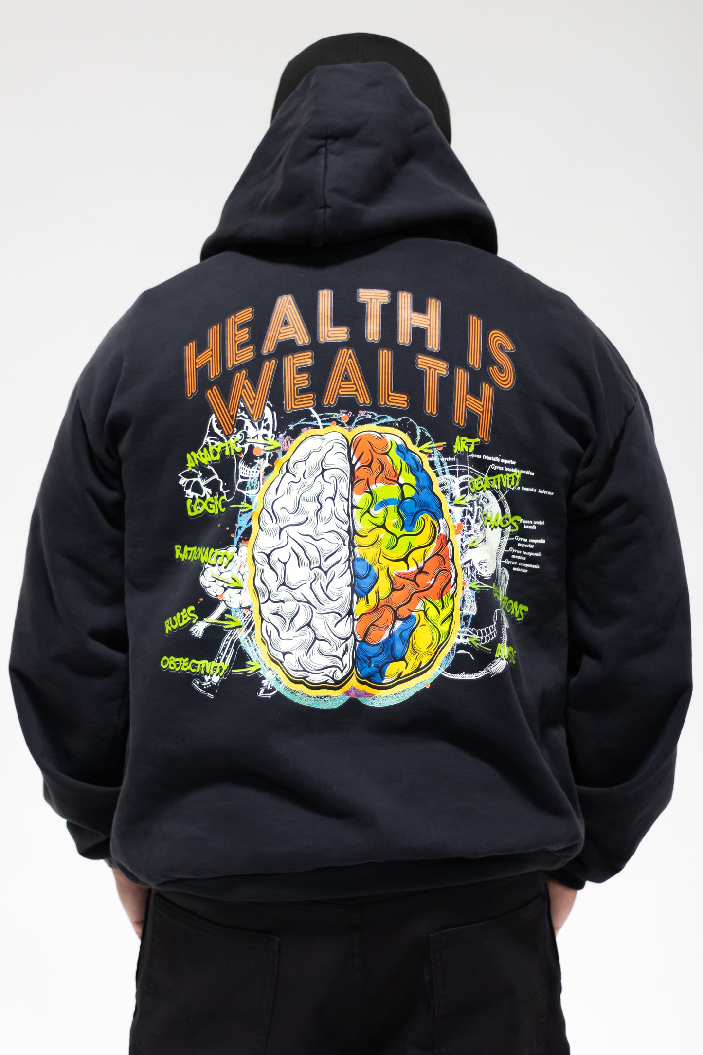 Health Is Wealth Black Hoodie